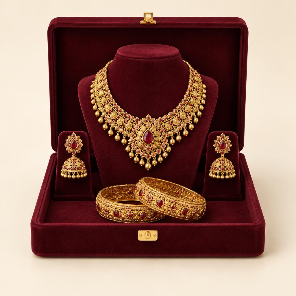 Royal Maroon Velvet Set