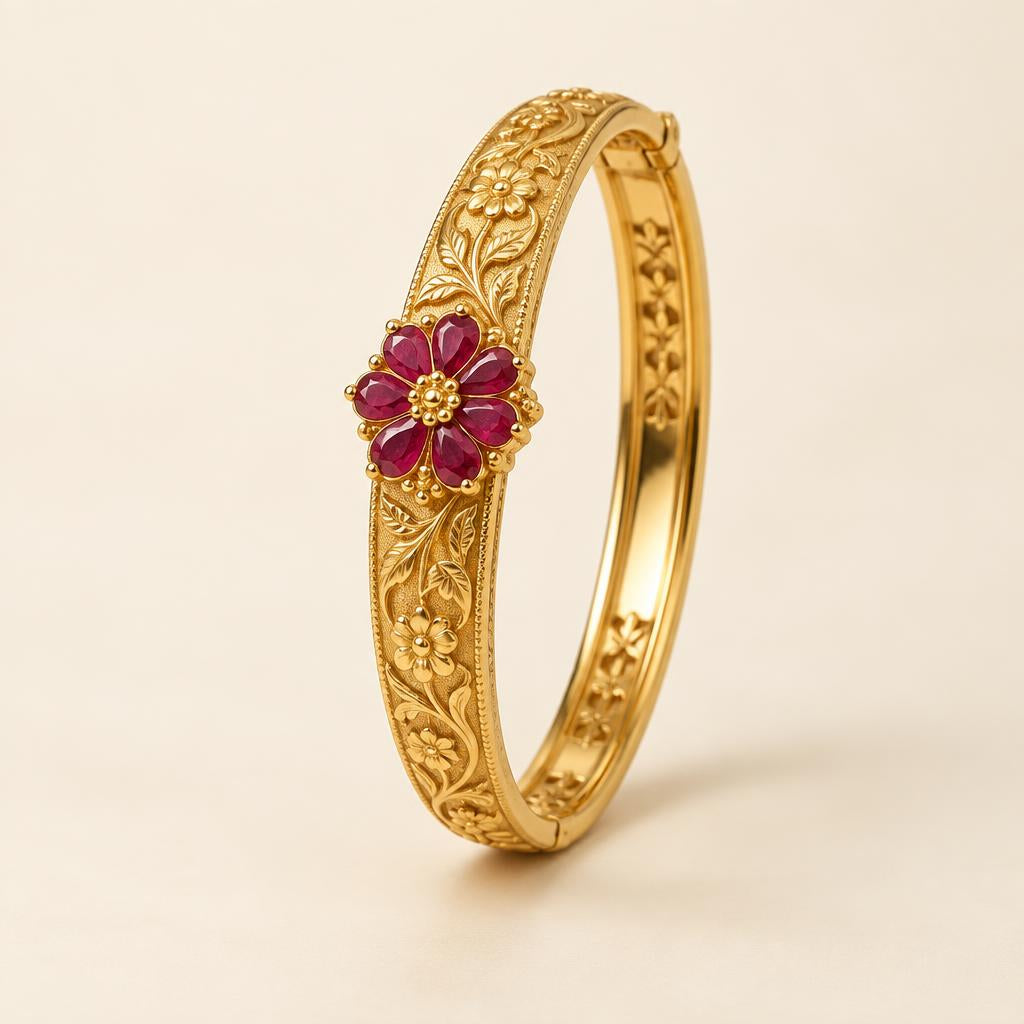 Ruby Flower Bangle